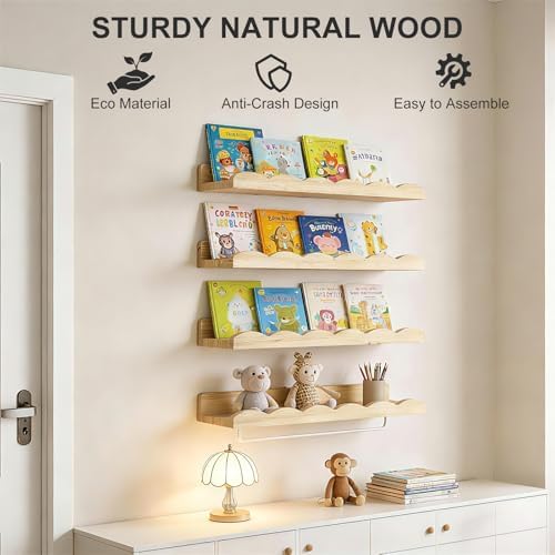Fixwal Nursery Book Shelves, 16.5 Inch Floating Bookshelves - Image 4
