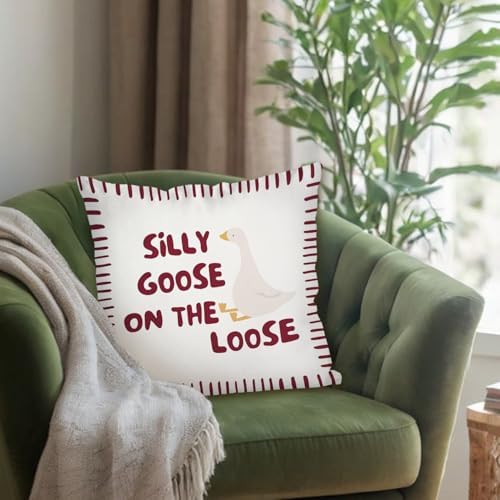 Cute Red Silly Goose Pillow Cover Toddler Boy Bedroom Decor - Image 6