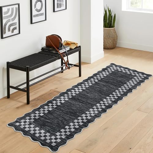 GarveeHome Washable Runner Rug 2x10 Modern Bordered Hallway Runner Rug by GarveeHome
