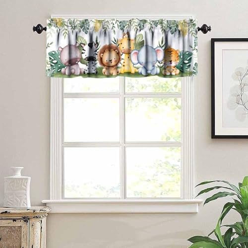 Jungle Safari Animals Kids Valance Curtain Cartoon Animals Lion Giraffe - Image 4