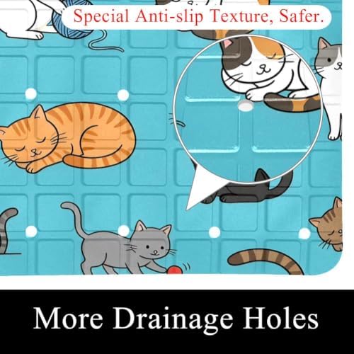 Bathtub Mat Non Slip 26.8x15.1 Inch, Cats Shower Mat - Image 2