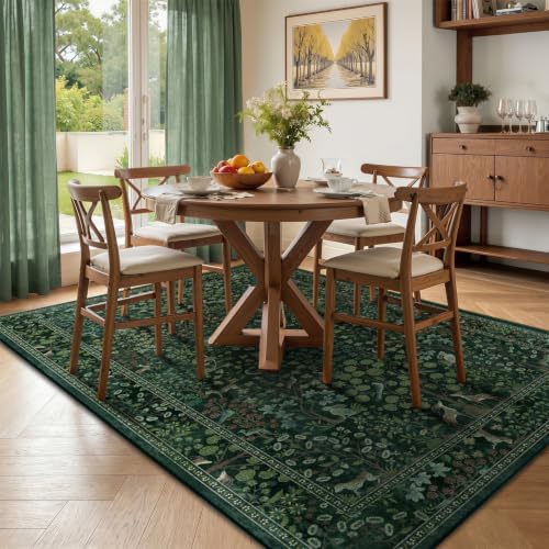 Woodland Floral Animal 5x7 Washable Rugs - Image 4