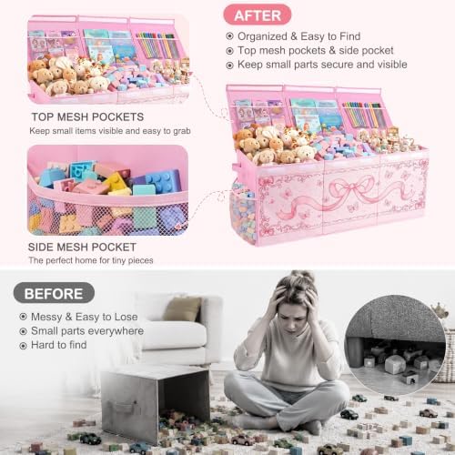 Toy Box with Adjustable Divider Large Toy Chest Storage - Image 3