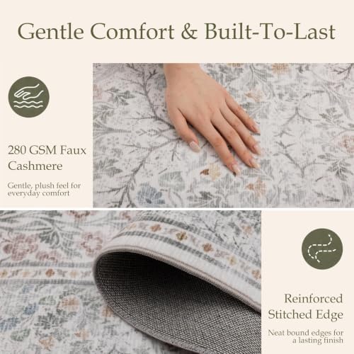 JOLLYVOGUE 3x5 Washable Rug, Vintage Floral Area Rug - Image 5