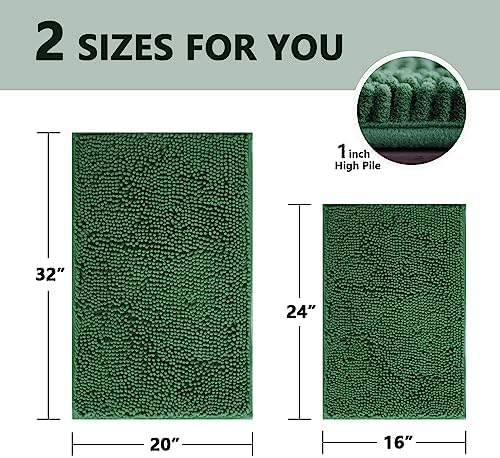 BOANKODU Bathroom Rugs Sets 2 Piece, Extra Soft Chenille Bath Mat Absorbent - Image 3
