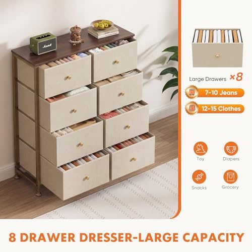Sweetcrispy 8 Drawer Fabric Dresser, Tall Storage Tower - Image 5