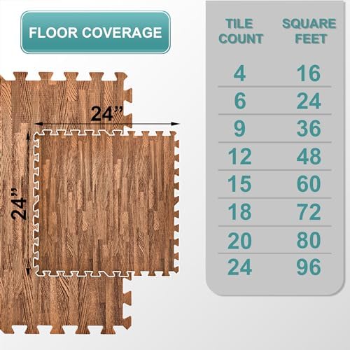 Sorbus Wood Grain Floor Tiles Foam Mat EVA Interlocking Mats Tile 3/8-Inch - Image 3