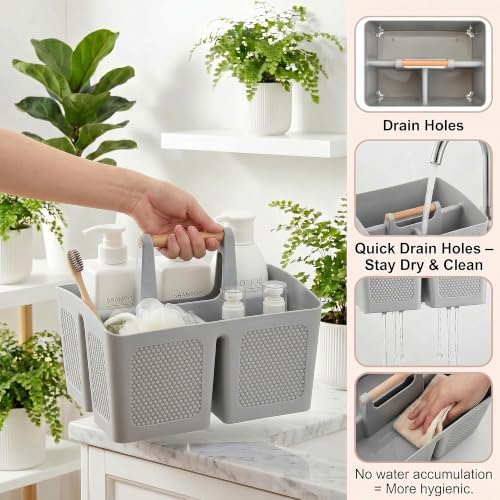 Haundry Plastic Light Gray Shower Caddy Basket - Image 3