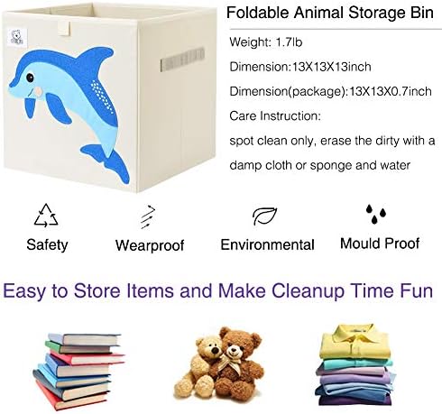 13 Inch Animal Cube Storage Bins, Foldable Fabric Kids Toy Box & Toy Chest - Image 3
