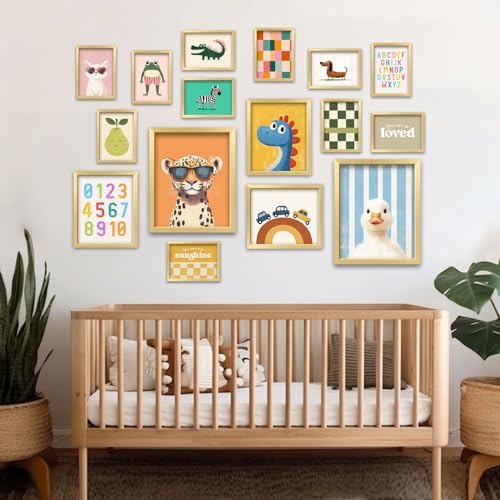 16 PCS Kids Wall Art Decor, Baby Girl & Boy Nursery Decor, Toddler Room Bedroom - Image 4