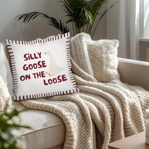 Cute Red Silly Goose Pillow Cover Toddler Boy Bedroom Decor - Image 4