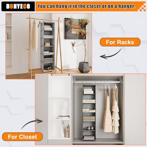 Hanging Closet Organizer 6-Shelf, Oxford Linen Wardrobe Storage - Image 7