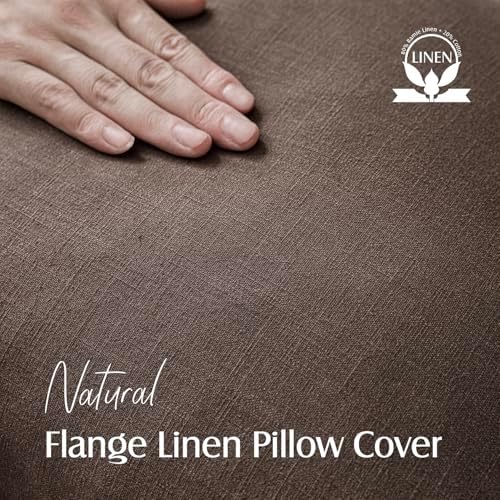 Foindtower Linen Solid Decorative Throw Pillow Covers 24x24 Reddish Brown - Image 2