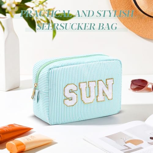 Sanwuta Seersucker Cosmetic Bags Sun Bag Sunscreen Pouch - Image 5