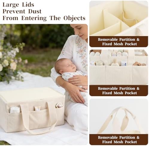 Corduroy Baby Diaper Caddy Organizer - Image 7