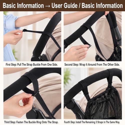 Universal Stroller Organizer Bag Polyester Mesh Stroller Storage Net Bag - Image 7
