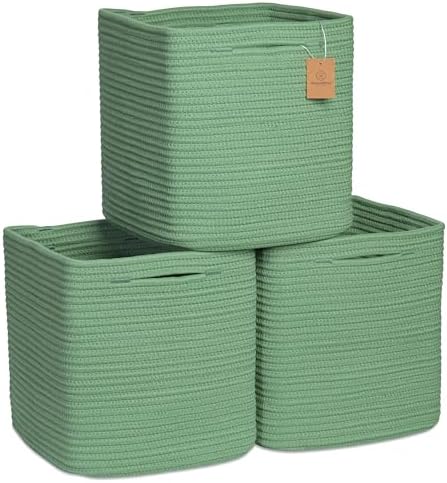 NaturalCozy Storage Cubes 11 Inch Cotton Rope Woven Baskets by NaturalCozy