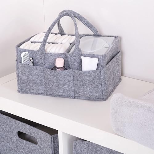 Sammy & Lou Collapsible Light Gray Felt Storage Caddy, Divided Design To Keep - Image 6