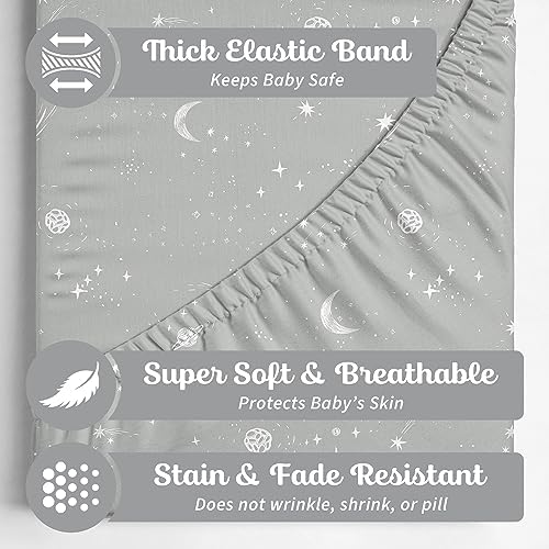 Sorrel + Fern Baby Crib Sheets Neutral, Fitted 2-Pack - Image 2