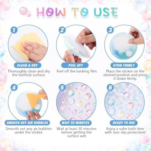 Fullhawl 30 Pcs Pastel Bubble Non Slip Shower Stickers, Bathtub Grip - Image 3