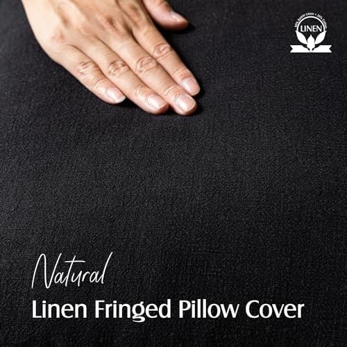 Foindtower Decorative Linen Fringe Throw Pillow Covers 18×18 Inch - Image 2