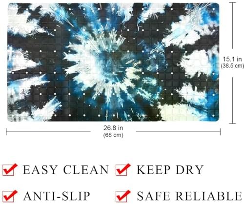 Bathtub Mat Non Slip 26.8x15.1 Inch, Tie Dye Print Shower Mat - Image 4