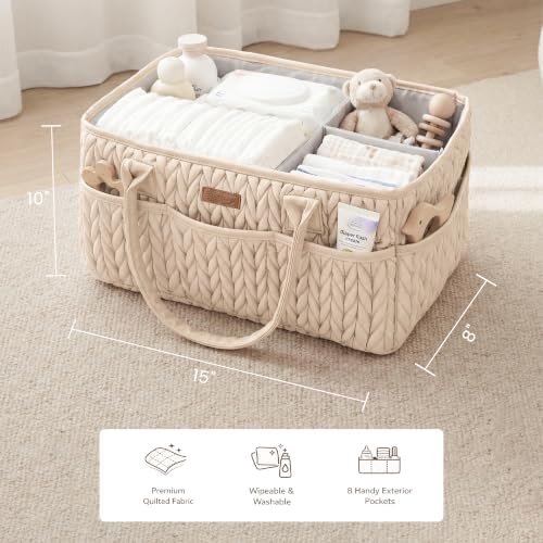 Konssy Baby Diaper Caddy Organizer, Braided Quilted Design - Image 5