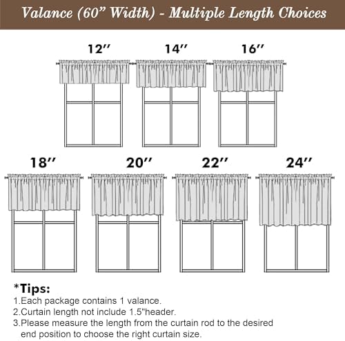 Chyhomenyc Valance for Windows, Light Filtering Faux Linen Solid Short Curtain - Image 4