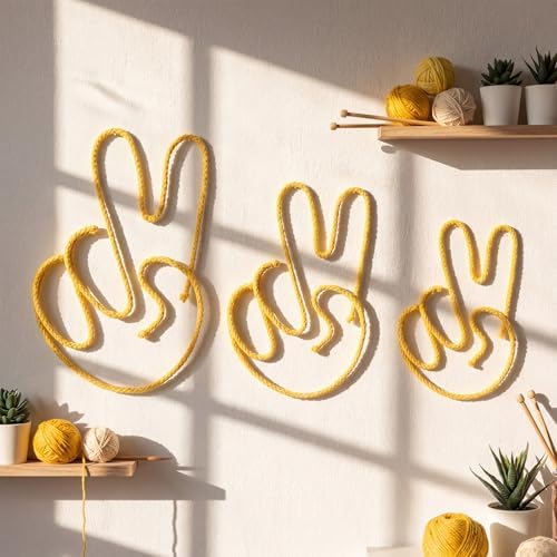 Wesiti 3 Pcs Gold Peaceful Hand Wall Decor Peace Sign Nursery Decor 7.87-9.84 - Image 3