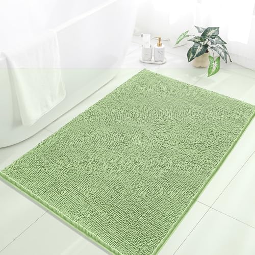 Chenille Bathroom Rug 40"x60" Seafoam Green, Large Plush Bath Mat by Kildoss