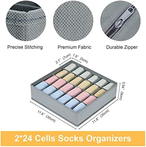 joyoldelf Sock Drawer Organizer Divider 2 Packs Underwear Organizer, 24 Cell - Image 4