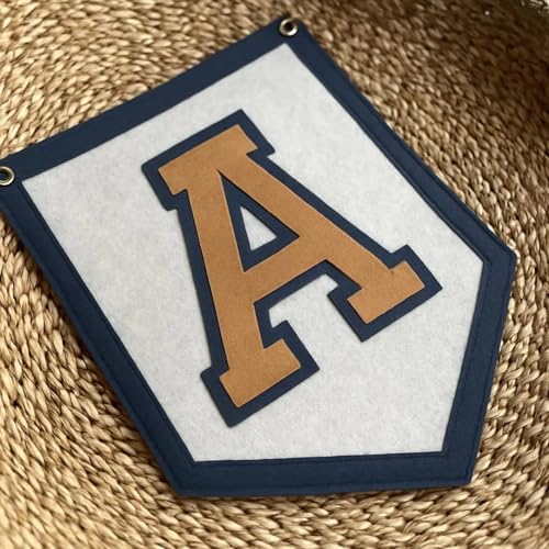 Personalized Name Initials Felt Banner Flag, Shield-Shaped Letter Pennant - Image 2