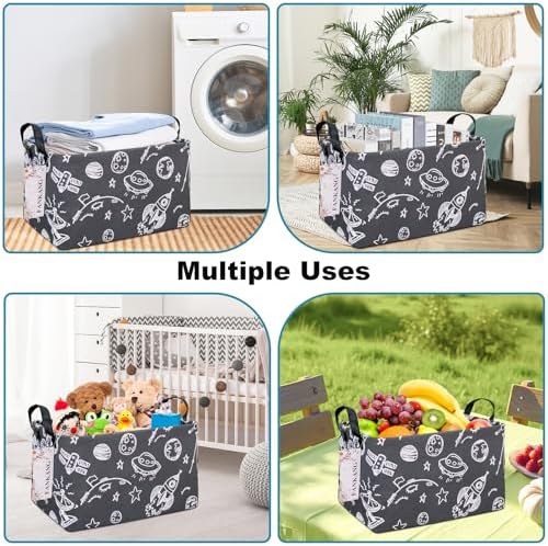 Rectangular Space Planet Fabric Storage Basket - Image 6