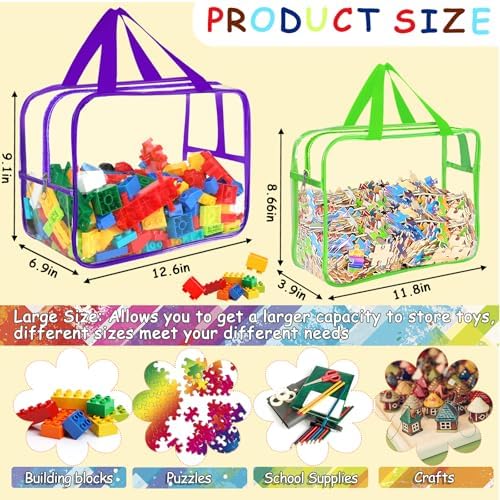 6 Colors L & XL Toy Storage Bags Reusable Clear Toy Organizer - Image 2