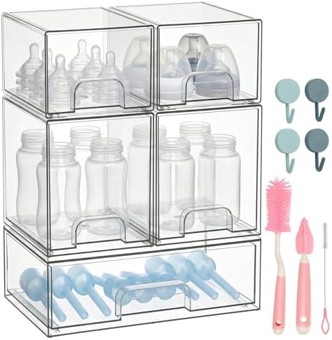 POLRAI 5 Pack Baby Bottle Organizer Stackable Storage Bins by POLRAI
