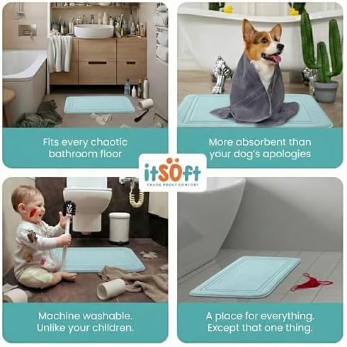 ITSOFT Memory Foam Bath Mat 24x16, Non Slip, Machine Washable, Quick Dry & - Image 6