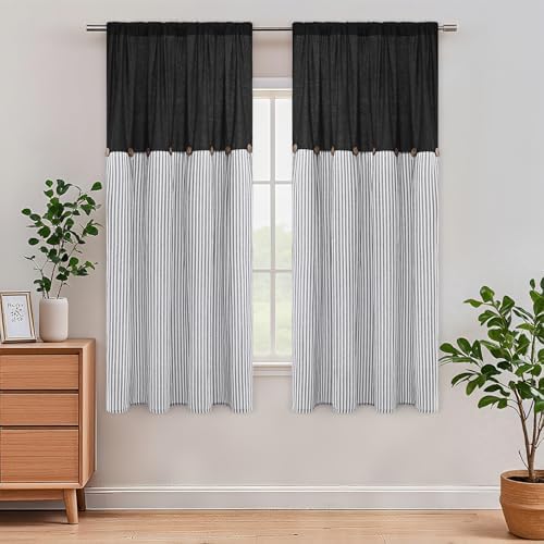 ASPMIZ Cotton Linen Farmhouse Living Room Curtains Boho Rustic Window Curtain - Image 2