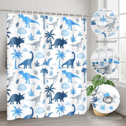 Britimes Bathroom Sets with Shower Curtain and Rugs Set of 4 Blue Grey - Image 6