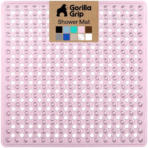 GORILLA GRIP Square Shower Stall Mat, Bathtub Floor Mat, 21x21 Light Pink by GorillaGrip