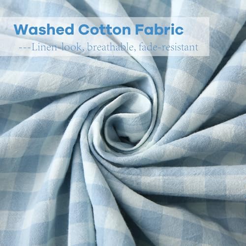 2 Pack Light Blue Gingham Ruffle Throw Pillow Covers 18''x18'' - Image 5