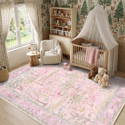 Washable Area Rug 5x7 Purple Animal Print Rugs - Image 4