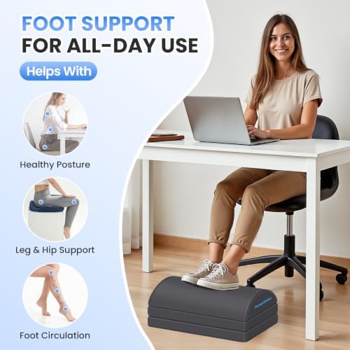 TranquilRelax Foot Rest Under Desk, 3-Height Adjustable Foot Stool - Image 4