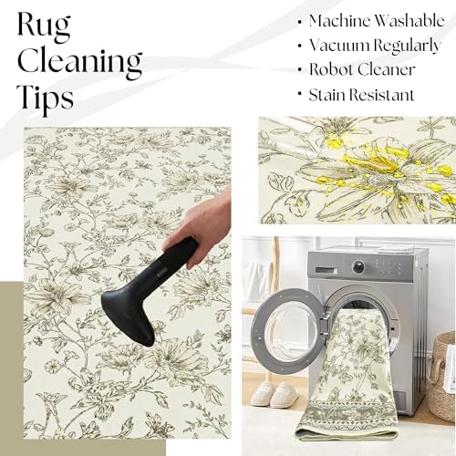 Boho Low Pile Soft Rugs 5 x7 Washable Tan Taupe Nursery Rug - Image 4