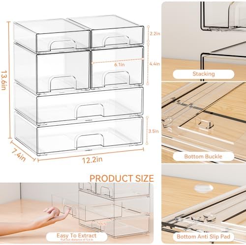 Yieach Clear Stackable Storage Drawers - Image 3