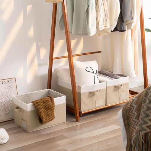GRANNY SAYS Closet Shelf Baskets, Khaki&Ivory, Extra Large - Image 3