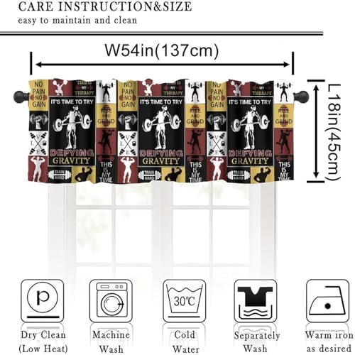 Weightlifting Valance Curtains Boys Teens Fitness Sport Lover Patchwork - Image 2