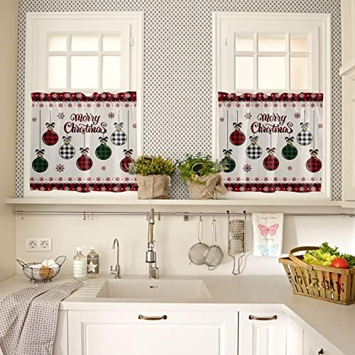 Vandarllin Christmas Kitchen Curtains and Valances Set, Vintage Buffalo Plaid - Image 4