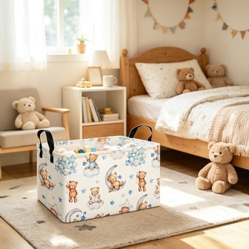 Rectangular Bear Storage Bin, Fabric Closet Organizer Basket - Image 5
