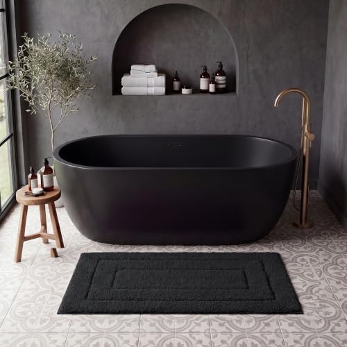 GRANNY SAYS Black Bathroom Runner Rug 24" x 48", Soft Microfiber Bath Mat by GRANNYSAYS