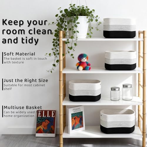 4 Pack Storage Baskets for Organizing, and Clothes, Cotton Rope Basket for - Image 5